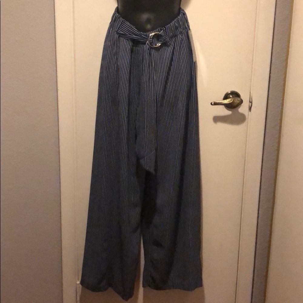 Blue and white striped women’s pants